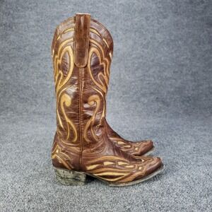 Lane "Bailey" Boots Womens Size 7B Brown‎ Embroidered W Natural Jute Inlays ZZ